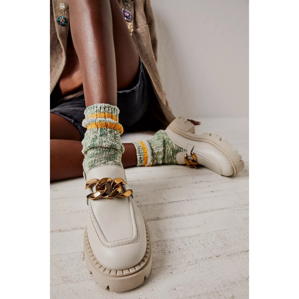 Free People Women’s Bone Lyra Link Loafer Mules - Size 40
